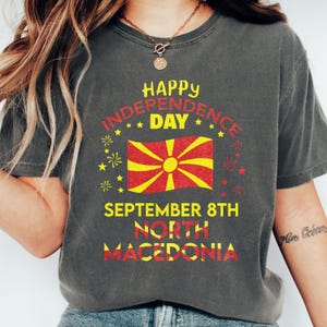 North Macedonia 34th Independence Day Unisex Tee, Macedonian Pride Shirt, North Macedonia Flag Gift, Patriotic Short Sleeve T-Shirt