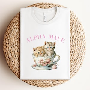 Alpha Male Funny Kitten Shirt, Cute Cat Shirt, Funny Cat Meme T-Shirt, Boyfriend Gifts, Father Gift, Cat Lovers TShirt, Sigma Male Sarcastic