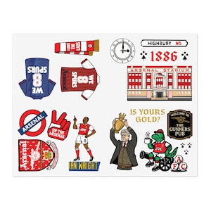 Arsenal Football Club Sticker Sheet | Stadium, Crest, Mascot, Fans