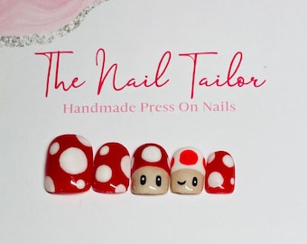 Mario Mushroom Inspired press on nails