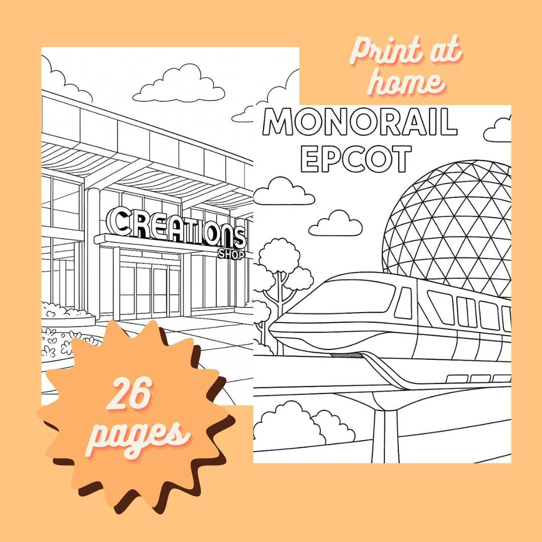 Epcot Colouring Pages - Printable | Disney - Etsy