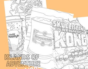 Páginas para colorear universales de Islas de la Aventura / PDF imprimible