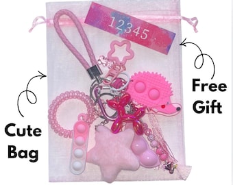 Fidget Keychain For Autism, ADHD, Anxiety, Stress Relief, Sensory Needs | Bag Charm Accessories (5-12 items)