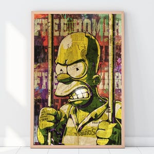 DARMOWA sztuka ścienna HOMER – Wydrukowana surowa sztuka miejska pop, plakat graffiti inspirowany Simpsonami (pobieranie cyfrowe)