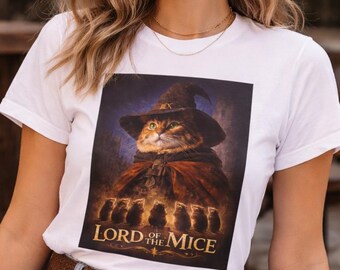 Funny Cat T-shirt ,Wizard Cat Shirt, Lord of the Mice Parody, Dark Humor Fantasy Tee