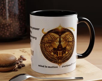 Gemini Zodiac Mug – Astrology Coffee Cup, Twin Sign Gift, Celestial Star Sign Design