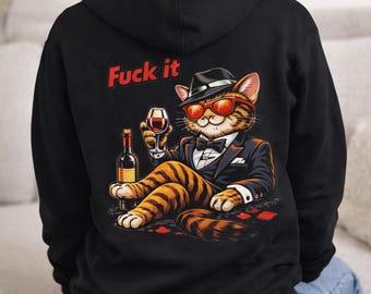 Dark Humor Funny Cat Hoodie, Sarcastic Meme Hoodie, Cool Tabby Cat Sweatshirt, Funny Gift for Cat Lovers, Unisex Hoodie