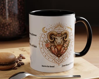 Aries Ram Zodiac Mug | Astrology Coffee Cup, Birth Sign Ceramic Mug