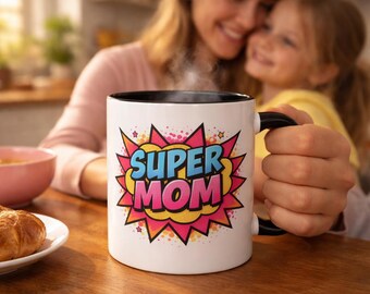 Supermamma Comic Burst-mugg, popkonstkaffekopp, present till mamma