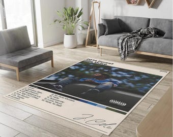 J. Cole "2014 Forest Hill Drive" Album Cover Track List Area Rug |  Music Fan Area Rug | Hip Hop Wall Art Rug | Bedroom Decor