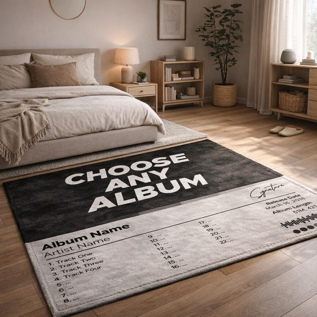 Custom Album Cover Rug | Personalized Music Tracklist | Choose Any ...