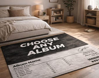 Custom Album Cover Rug | Personalized Music Tracklist | Choose Any Album