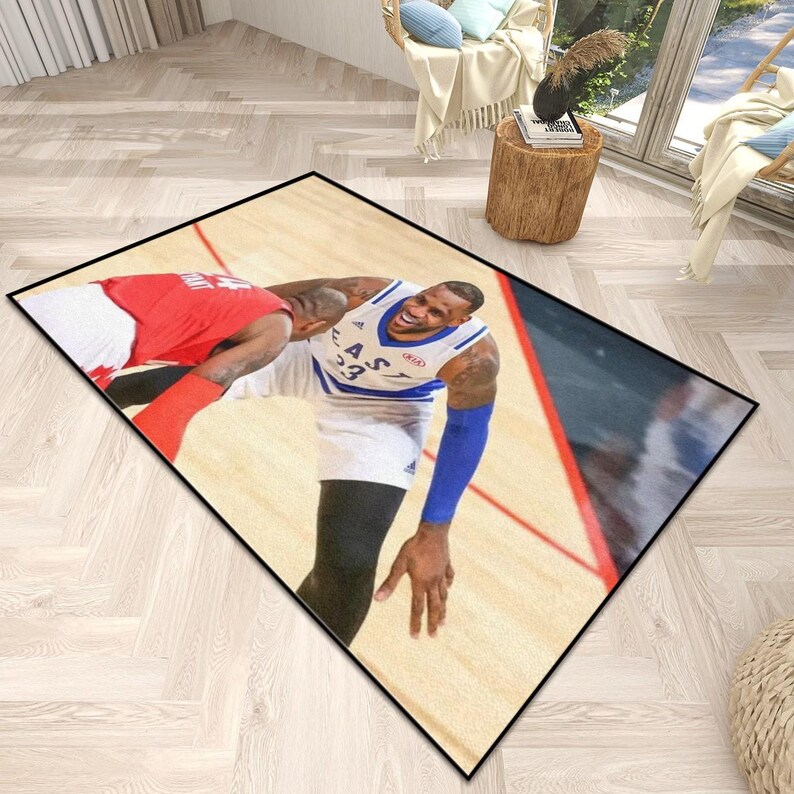 Kobe Rug Kobe Bryant X Lebron James Basketball Rivalry Area Rug | Sports Decor ...