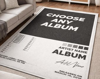 Custom Album Cover Area Rug | Personalized Music Tracklist Floor Decor