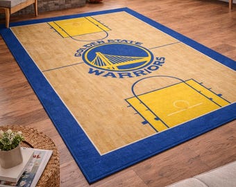 Alfombra de baloncesto de los Golden State Warriors / Diseño de suelo de madera de la NBA / Decoración deportiva