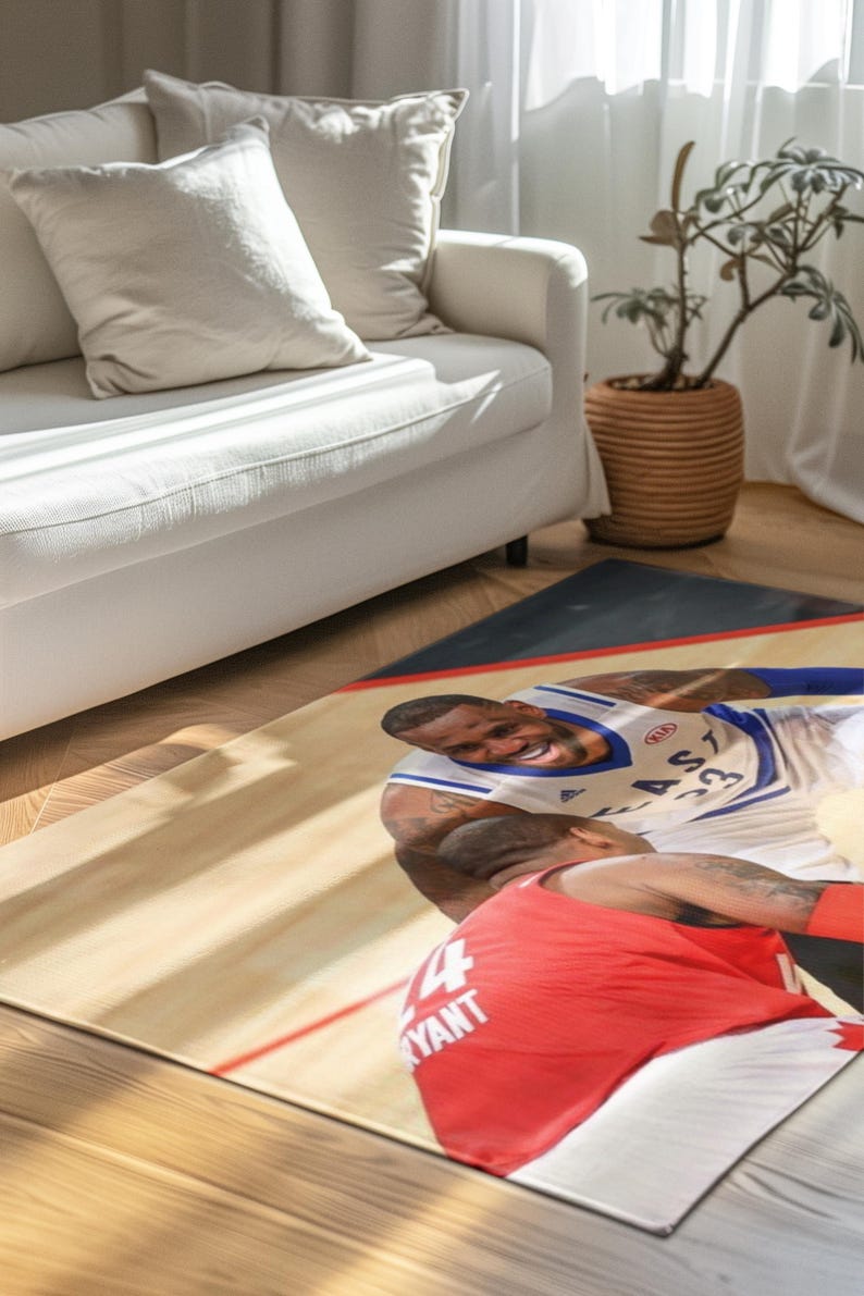 Kobe Rug Kobe Bryant X Lebron James Basketball Rivalry Area Rug | Sports Decor ...