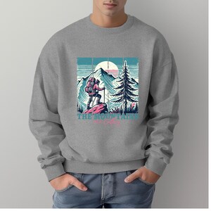 Mountain Adventure Crewneck Sweatshirt - Cozy Outdoor Apparel, Perfect Gift for Hikers, Nature Lovers, Travel Enthusiasts, Fall, Winter Wear