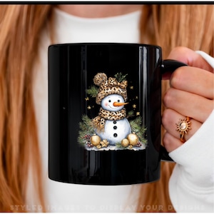 Taza navideña de muñeco de nieve, taza de café con espíritu invernal, regalo festivo para Navidad, chocolate caliente acogedor, linda decoración de muñeco de nieve