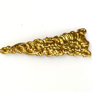 Long Floral Triangle Brass Stamping - 2 1/2" long by 7/8" wide