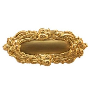 Large Long Floral Oval Brass Stamping