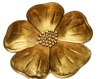 Large Sculptural Dogwood Solid Brass Stamping