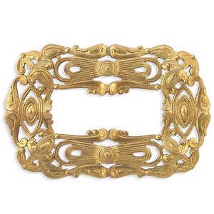 Large Detailed Rectangle Brass Stamping: 3" by 2"