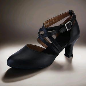 Handmade Women&#39;s Latin Ballroom Dance Shoes – Black Leather Jazz Heels, 6cm High Dance Sneakers for Teachers & Performers
