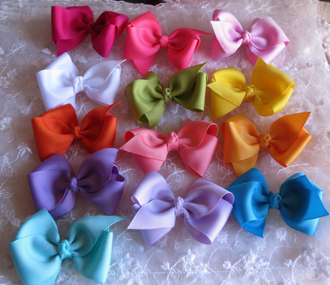 Boutique Hairbow Toddler Hair Bow Baby Girl Hair Bow Set of Two Hair Bow Grosgrain Ribbon Hair