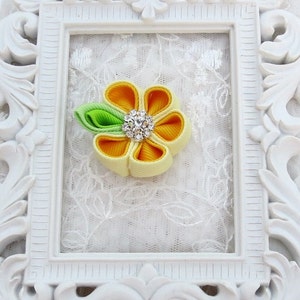 Kanzashi Flower Hair clip in Two Shade of Yellow Color Combination image 4