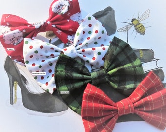 Christmas Fabric Hairbow    Set of Two Girls Hairbow