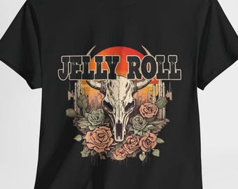 Jelly Roll Skull Floral Tee - Bohemian Unisex Cotton Shirt, Retro Gift, Music Lovers, Festival Wear, Casual Chic Top