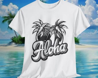Aloha Vibe Unisex-T-Shirt aus schwerer Baumwolle – Strandmode, Sommer, Geschenk, Urlaub, lässiger Stil