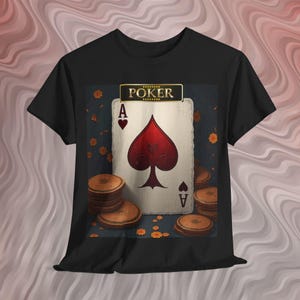 Poker Ace Unisex Heavy Cotton Tee, Gaming Apparel, Card Player T-Shirt, Gambling Gift, Casino Night Wear, Poker Lovers Shirt