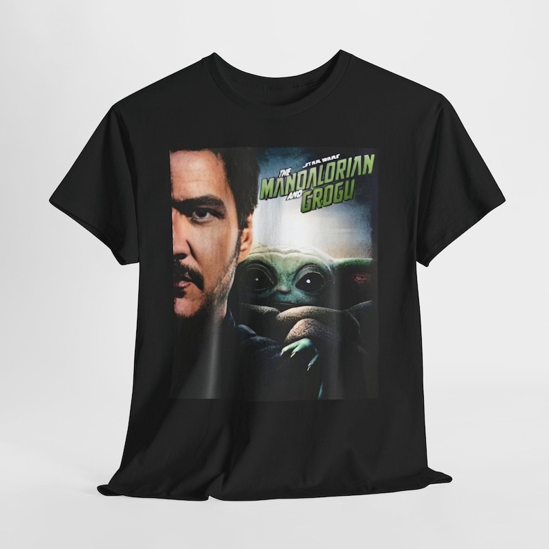 The Mandalorian and Grogu Tee | Star Wars Character Poster Shirt image 3