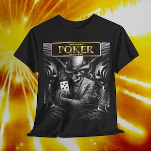 Camiseta unisex de algodón grueso "Noche de Póker", camiseta informal de juego, regalo para jugadores de cartas, camiseta para amantes del póker, camiseta con gráficos geniales