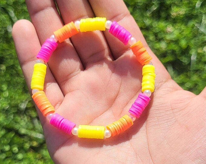 Neon Sunsets Clay bead bracelet