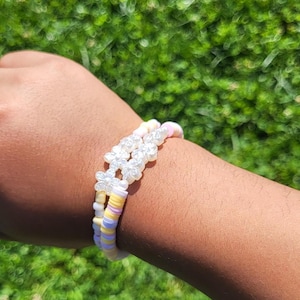 ¡Conjunto de pulseras de cuentas de arcilla con diseño de banana split!