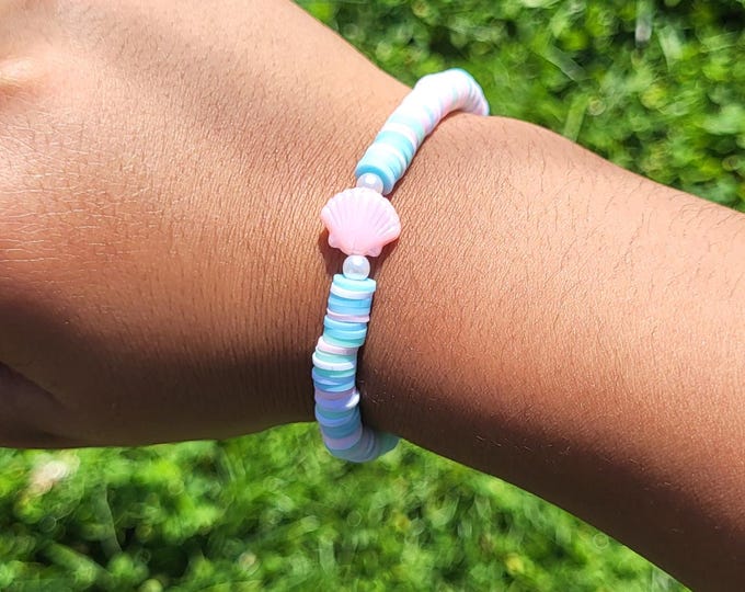 Cotton Candy Shores clay bead bracelet!