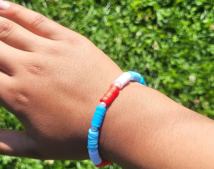 4th of July clay bead bracelet