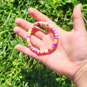 Electric Pink Clay Bead Bracelet