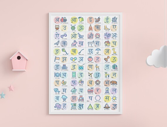 Hindi Alphabet Chart Nursery Art Educational Chart Etsy Hindi Alphabet Chart Nursery Art Educational Chart Etsy