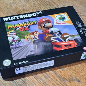 Mario Kart 64 PAL, N64, Nintendo 64, Reproduction box, Replacement box.