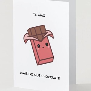 Digital Brazilian Love Card | Chocolate-Themed Portuguese Love Card | Cartão de Amor | Anniversary Greeting Card | Blank Cards