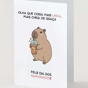 Digital Cartão de Dia dos Namorados | Valentines Card, Capybara | Portuguese Valentines Card | Brazilian Greeting Card | Blank Cards
