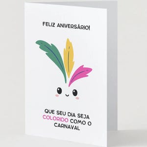 Digital Brazilian Birthday Card | Portuguese Birthday Card | Cartão de aniversário | Brazilian Greeting Card | Blank Cards