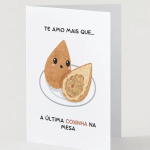 Cartão de Amor | Brazilian Love Card | Coxinha-Themed Portuguese Friendship Card | Brazilian Anniversary Greeting Card | Blank Cards