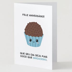 Digital Brazilian Blue Birthday Card | Portuguese Birthday Card | Cartão de aniversário | Brazilian Greeting Card | Blank Cards
