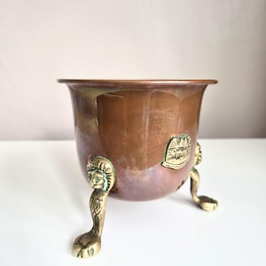 Vintage Copper Planter Pot with Brass Feet & Shakespeare’s House Plaque