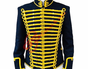 Men's Navy Blue  Military hussar Napoleonic Tunic uniforms British 95th Rifles jacket