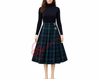 Women’s Scottish Clan Tartan Maxi Skirt – Highland Pleated Style (50+ Tartans)